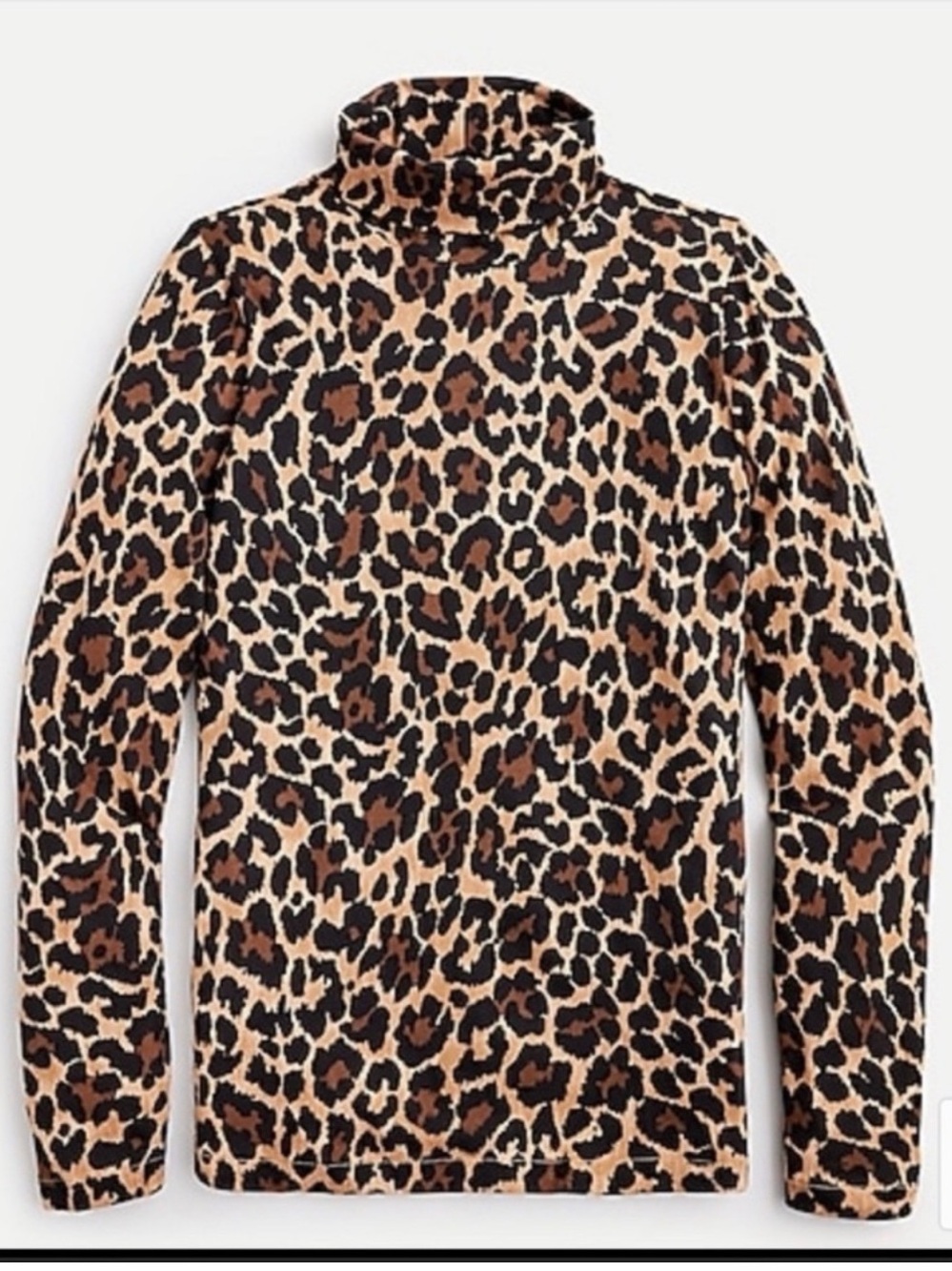 J. Crew Leopard-Print Long Sleeve Tissue Tee Turtleneck - Brown/Black